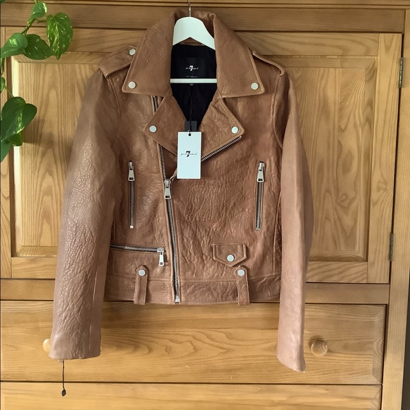 7 For All Mankind Jackets & Blazers - NWT 7 for All Mankind Leather Moto Jacket
